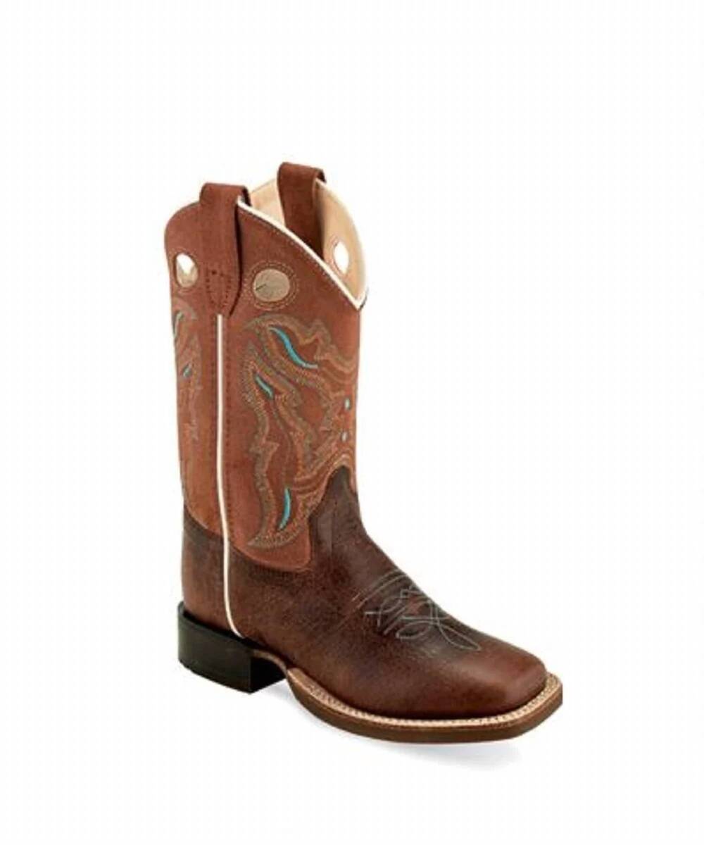NEW OLD WEST boy's rugby western boot in brown/rusty suede